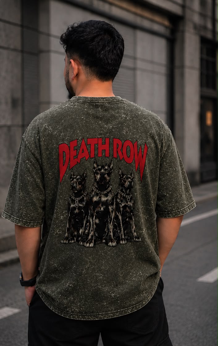 Unisex Acid Washed Oversized Tee – Gothic Red Occult Graphic